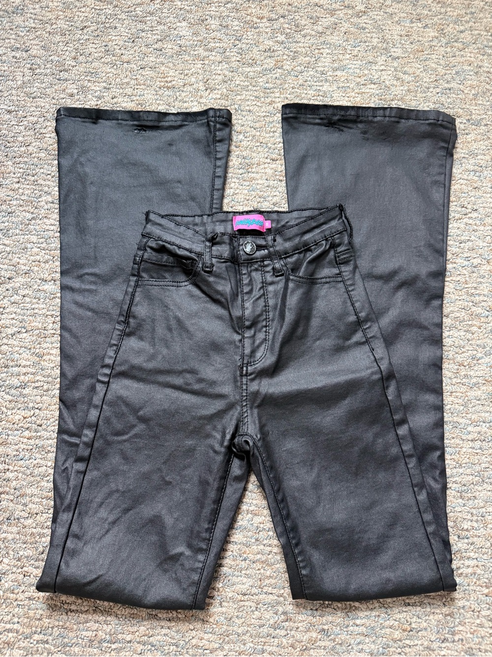 Edikted Coated Black Flare Jeans